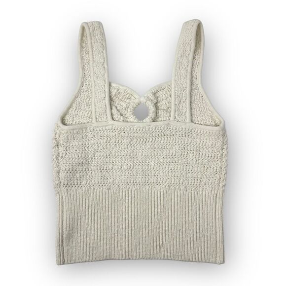 Abercrombie & Fitch Cinched Cutout Crochet Tank Top Cream Women’s Size XS - Picture 3 of 13